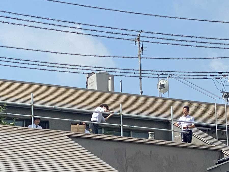 屋上菜園、地上から見上げると・・・